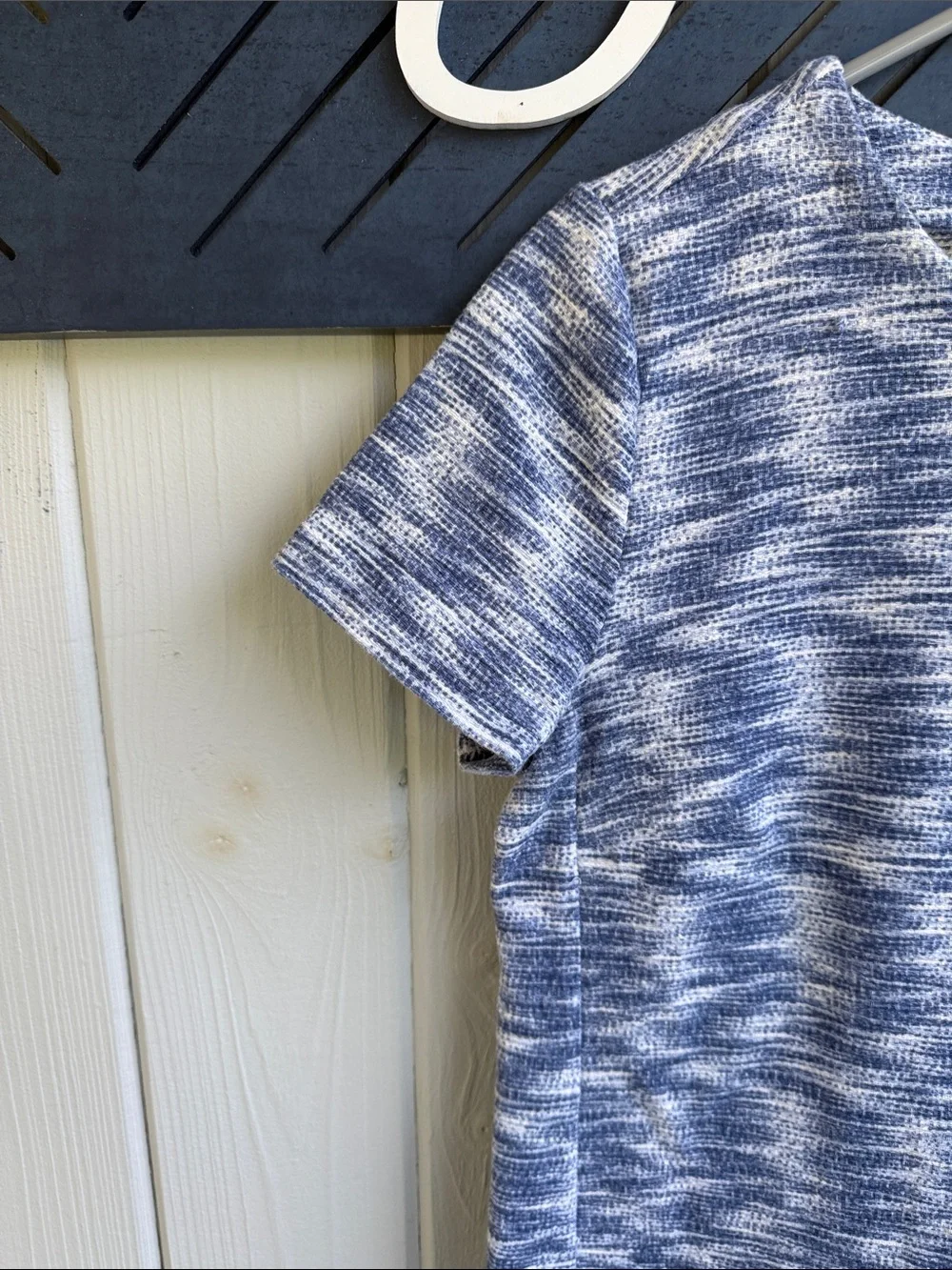LOFT Blue and White Short Sleeve Shift Dress